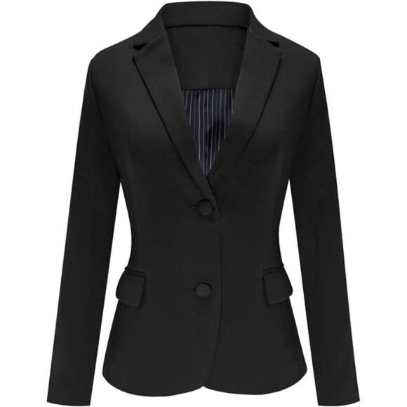 Women's Long Sleeve Formal Blazer Jacket Black - Picture 1 of 6
